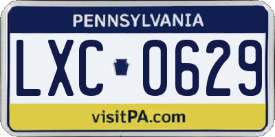 PA license plate LXC0629