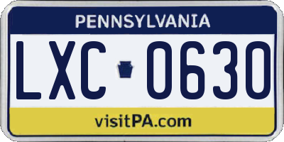PA license plate LXC0630