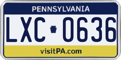 PA license plate LXC0636
