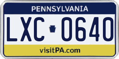 PA license plate LXC0640