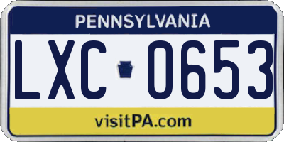PA license plate LXC0653
