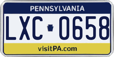PA license plate LXC0658