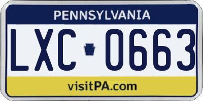 PA license plate LXC0663