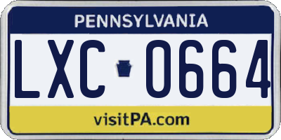 PA license plate LXC0664