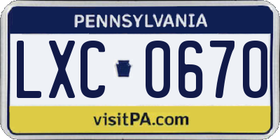 PA license plate LXC0670