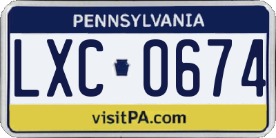 PA license plate LXC0674