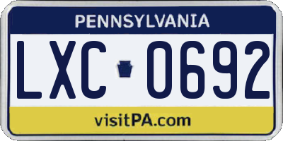 PA license plate LXC0692