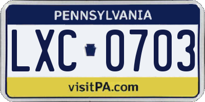 PA license plate LXC0703