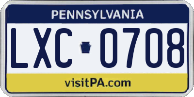PA license plate LXC0708