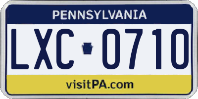 PA license plate LXC0710