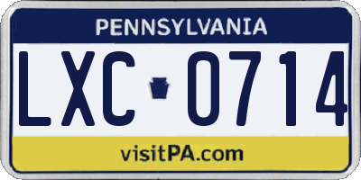 PA license plate LXC0714