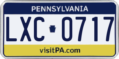 PA license plate LXC0717
