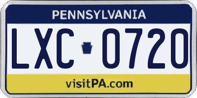 PA license plate LXC0720