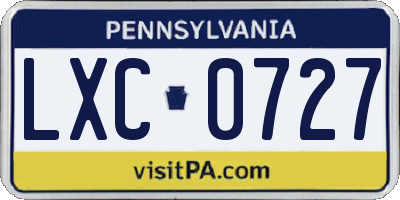 PA license plate LXC0727