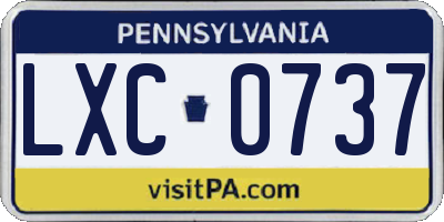 PA license plate LXC0737