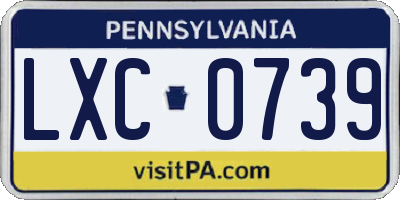 PA license plate LXC0739