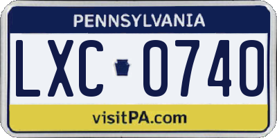 PA license plate LXC0740