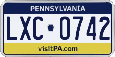 PA license plate LXC0742