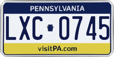 PA license plate LXC0745