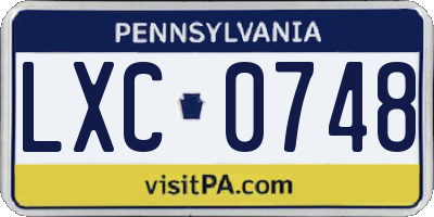 PA license plate LXC0748