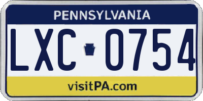 PA license plate LXC0754