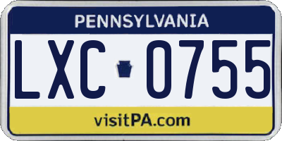 PA license plate LXC0755