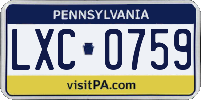 PA license plate LXC0759