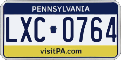PA license plate LXC0764