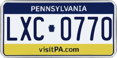 PA license plate LXC0770