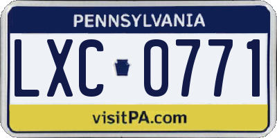 PA license plate LXC0771