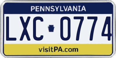 PA license plate LXC0774