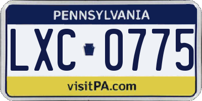 PA license plate LXC0775