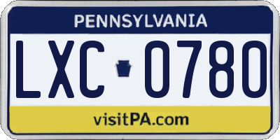 PA license plate LXC0780