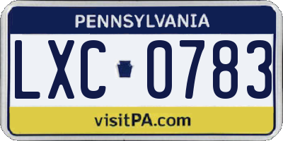 PA license plate LXC0783
