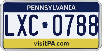 PA license plate LXC0788