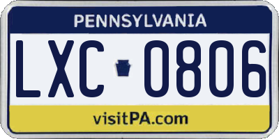 PA license plate LXC0806