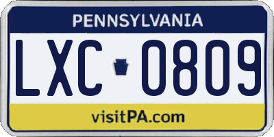 PA license plate LXC0809