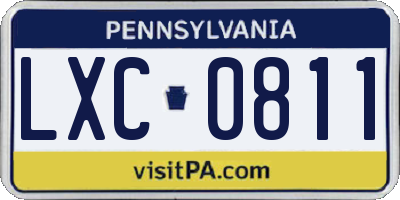 PA license plate LXC0811