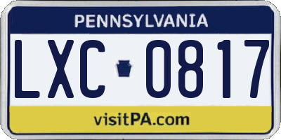 PA license plate LXC0817