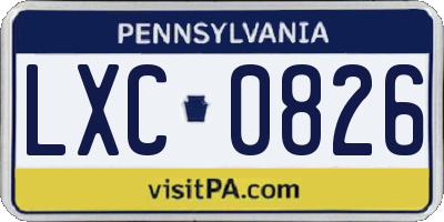 PA license plate LXC0826