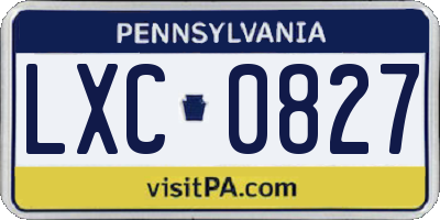 PA license plate LXC0827