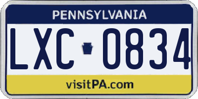 PA license plate LXC0834