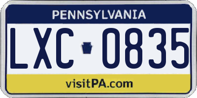 PA license plate LXC0835
