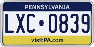PA license plate LXC0839