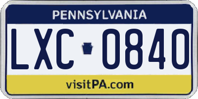 PA license plate LXC0840