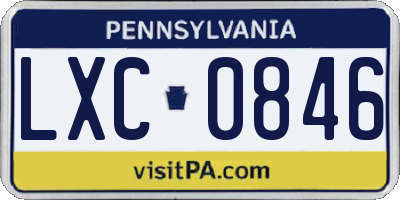 PA license plate LXC0846