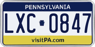 PA license plate LXC0847