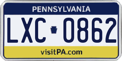 PA license plate LXC0862
