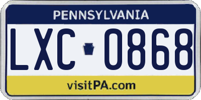 PA license plate LXC0868