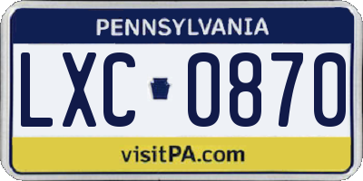 PA license plate LXC0870